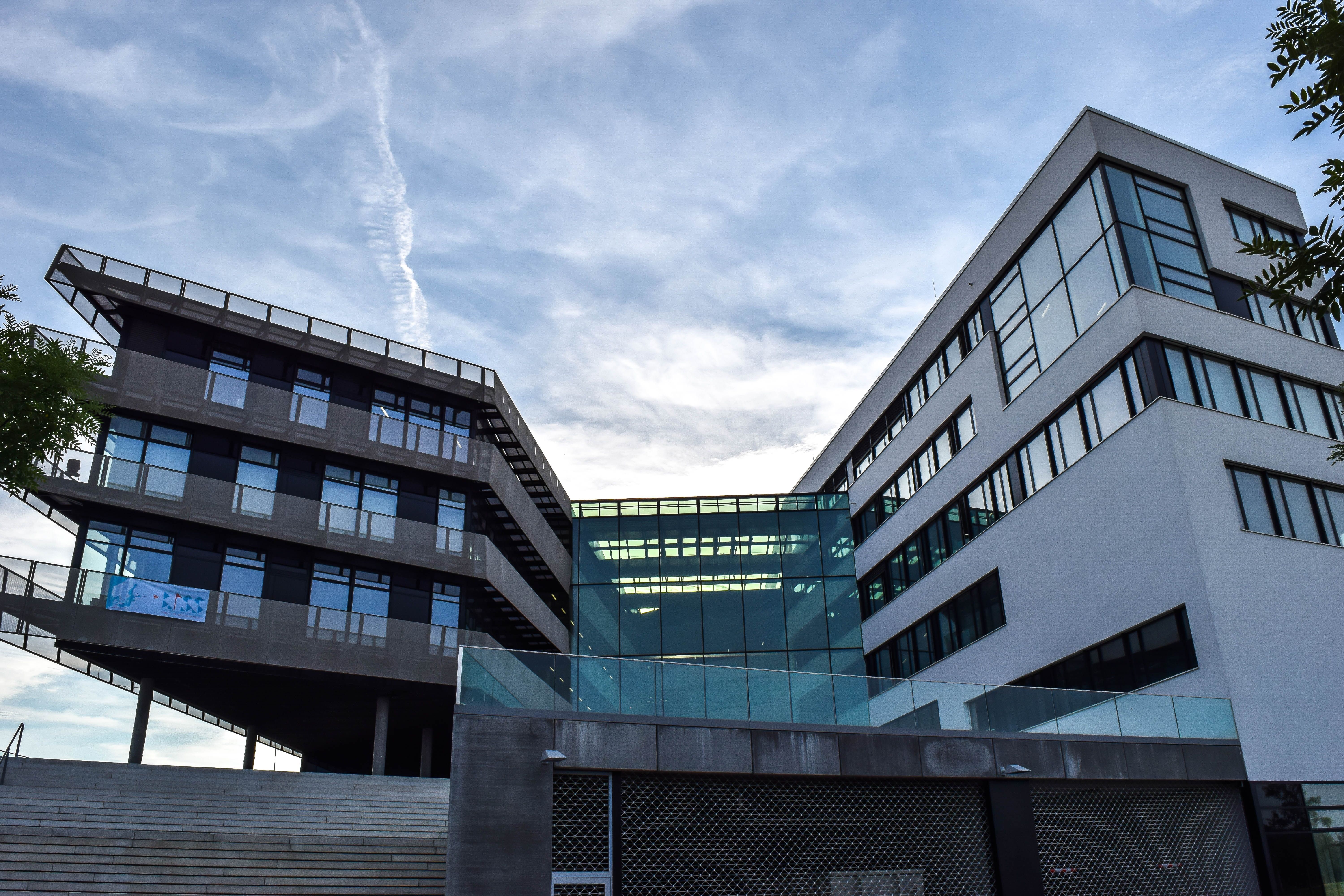 Corporate office building with parking